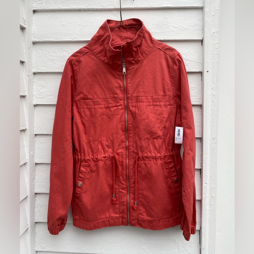 NWT Old Navy Vibrant Salmon/Dark Coral Full Zip Utility Light Jacket